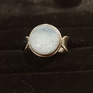 Sterling Druzy Ring Sz 6.75
